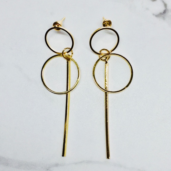 ALOHA GLOW Jewelry - ✨GOLD MINIMALIST BAR + DOUBLE HOOP DROP EARRINGS✨